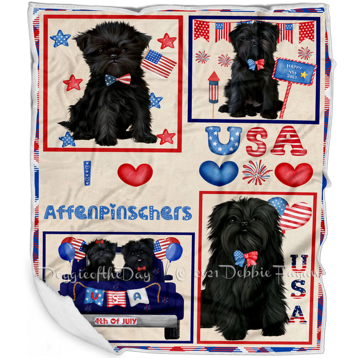 4th of July Independence Day I Love USA Affenpinscher Dogs Blanket BLNKT143456