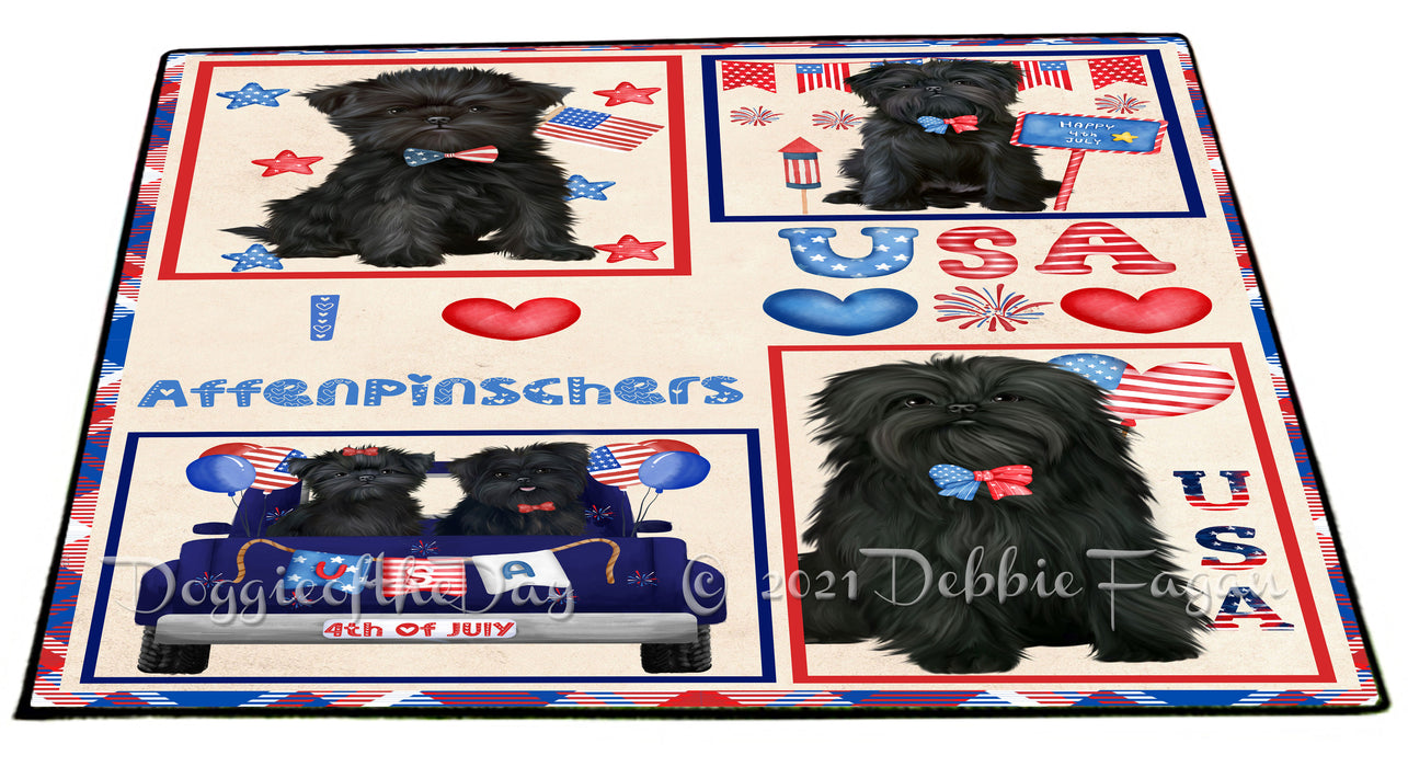 4th of July Independence Day I Love USA Affenpinscher Dogs Floormat FLMS56065 Floormat FLMS56065