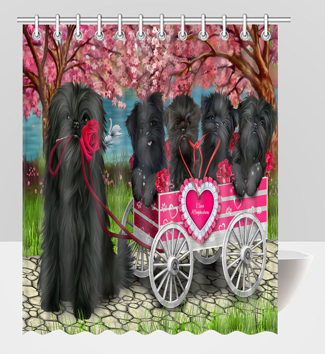 I Love Affenpinscher Dogs in a Cart Shower Curtain