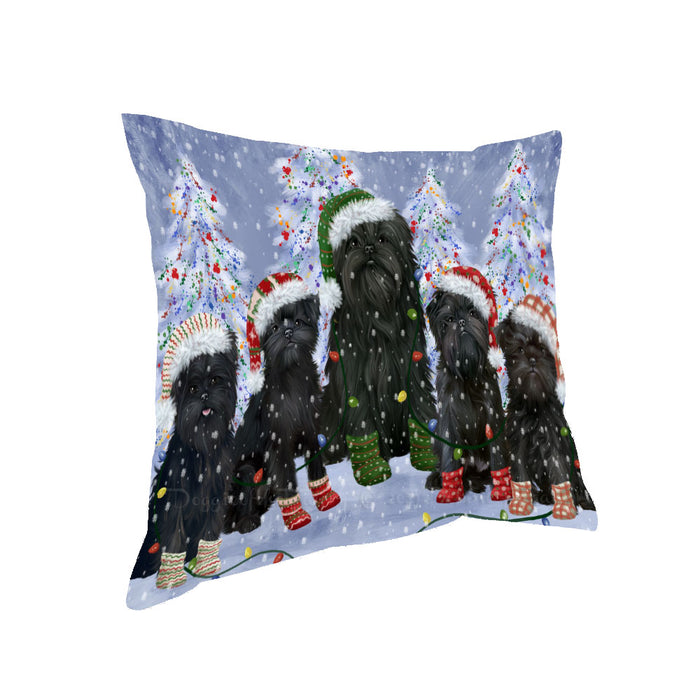 Christmas Lights and Affenpinscher Dogs Pillow with Top Quality High-Resolution Images - Ultra Soft Pet Pillows for Sleeping - Reversible & Comfort - Ideal Gift for Dog Lover - Cushion for Sofa Couch Bed - 100% Polyester
