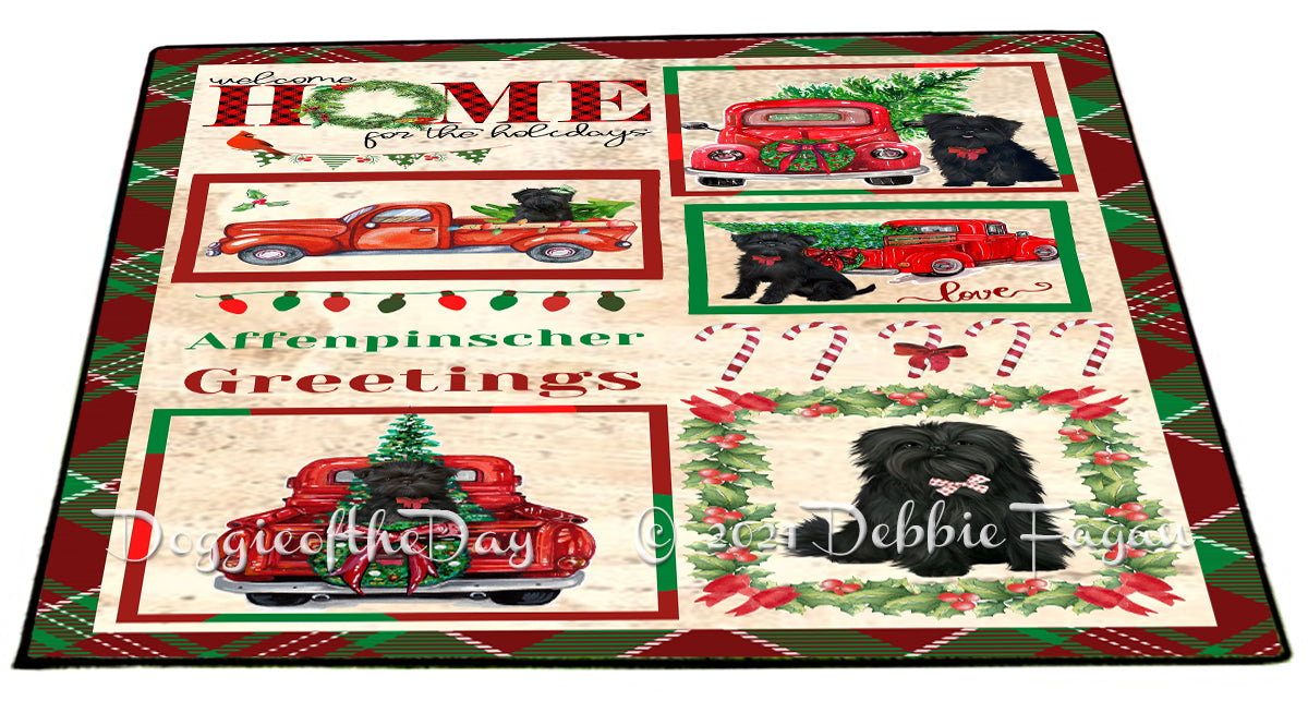 Welcome Home for Christmas Holidays Affenpinscher Dogs Indoor/Outdoor Welcome Floormat - Premium Quality Washable Anti-Slip Doormat Rug FLMS57631