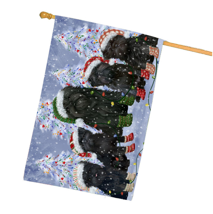 Christmas Lights and Affenpinscher Dogs House Flag Outdoor Decorative Double Sided Pet Portrait Weather Resistant Premium Quality Animal Printed Home Decorative Flags 100% Polyester