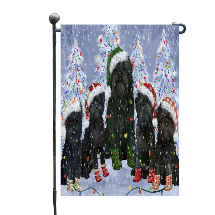 Christmas Lights and Affenpinscher Dogs Garden Flags- Outdoor Double Sided Garden Yard Porch Lawn Spring Decorative Vertical Home Flags 12 1/2"w x 18"h