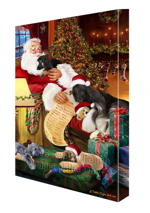 Afghan Hound Dog and Puppies Sleeping with Santa Canvas Gallery Wrap 1.5" Inch