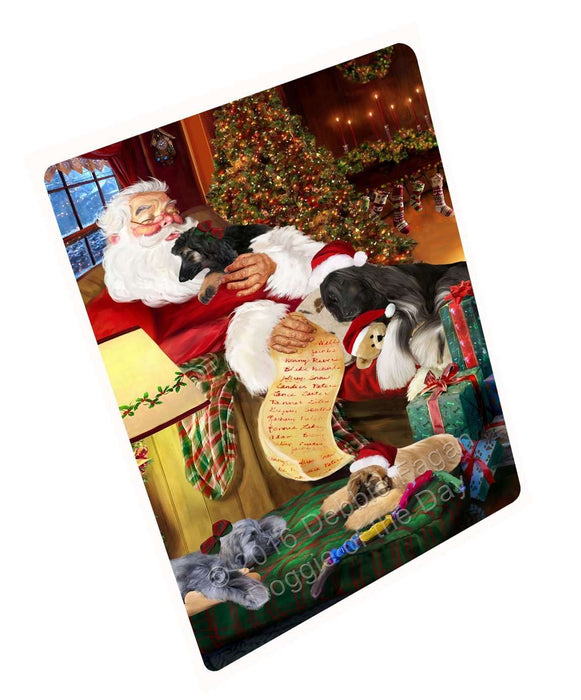 Afghan Hound Dog And Puppies Sleeping With Santa Magnet Mini (3.5" x 2")