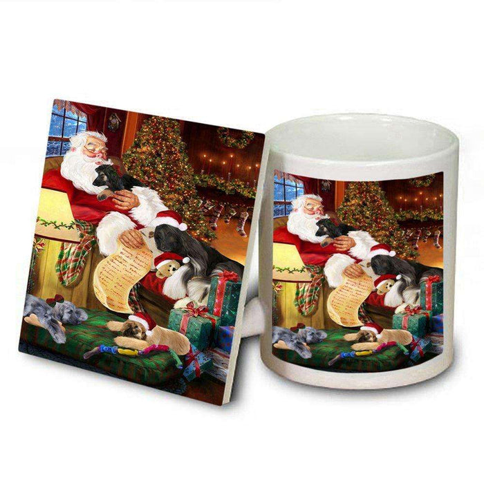 Afghan Hound Dog and Puppies Sleeping with Santa Mug and Coaster Set