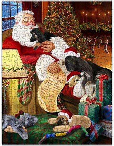 Afghan Hound Dog and Puppies Sleeping with Santa Puzzle with Photo Tin