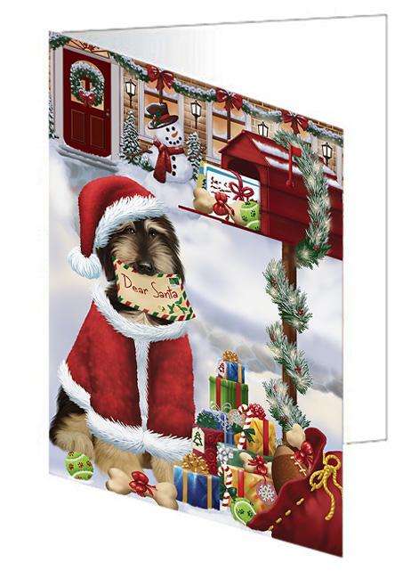 Afghan Hound Dog Dear Santa Letter Christmas Holiday Mailbox Handmade Artwork Assorted Pets Greeting Cards and Note Cards with Envelopes for All Occasions and Holiday Seasons GCD64559