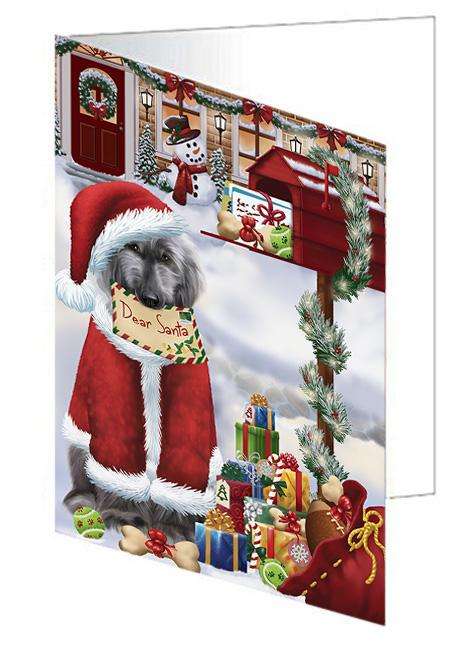 Afghan Hound Dog Dear Santa Letter Christmas Holiday Mailbox Handmade Artwork Assorted Pets Greeting Cards and Note Cards with Envelopes for All Occasions and Holiday Seasons GCD64562