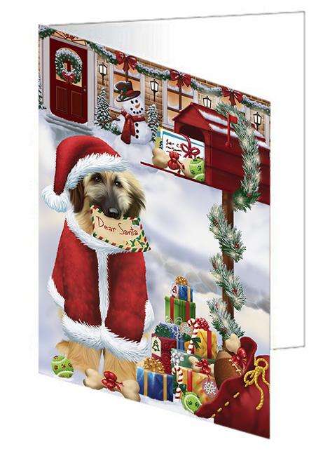 Afghan Hound Dog Dear Santa Letter Christmas Holiday Mailbox Handmade Artwork Assorted Pets Greeting Cards and Note Cards with Envelopes for All Occasions and Holiday Seasons GCD64565