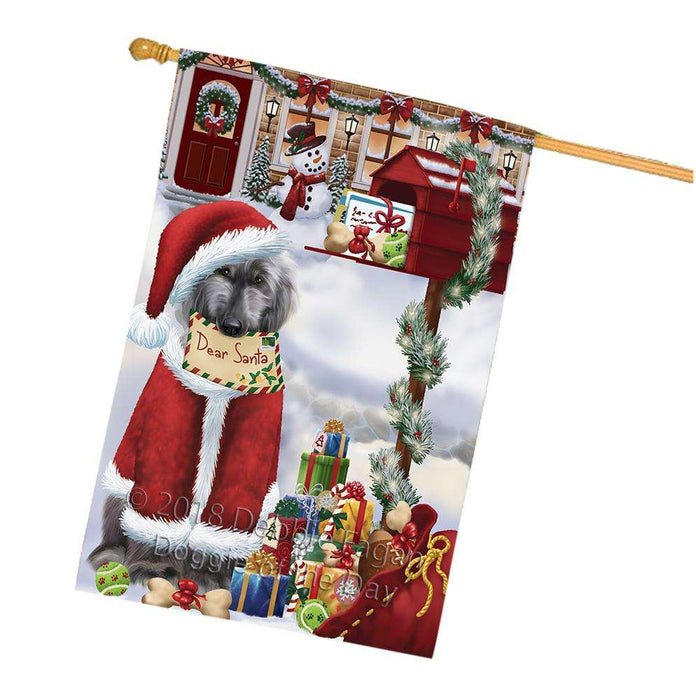 Afghan Hound Dog Dear Santa Letter Christmas Holiday Mailbox House Flag FLG53709