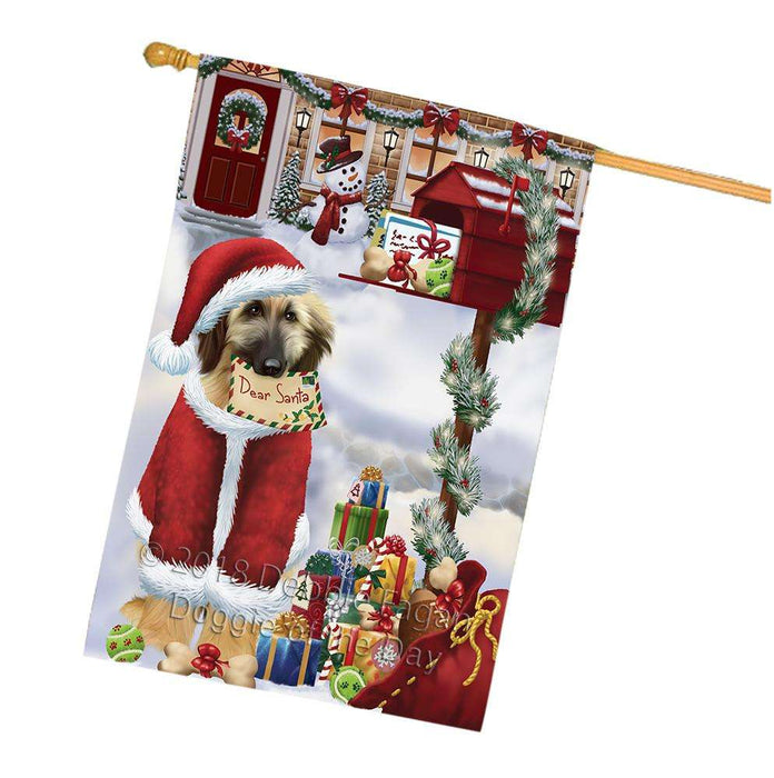 Afghan Hound Dog Dear Santa Letter Christmas Holiday Mailbox House Flag FLG53710