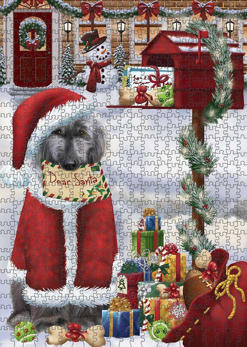 Afghan Hound Dog Dear Santa Letter Christmas Holiday Mailbox Puzzle with Photo Tin PUZL81200