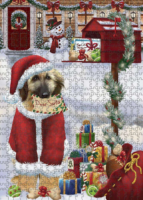 Afghan Hound Dog Dear Santa Letter Christmas Holiday Mailbox Puzzle with Photo Tin PUZL81204