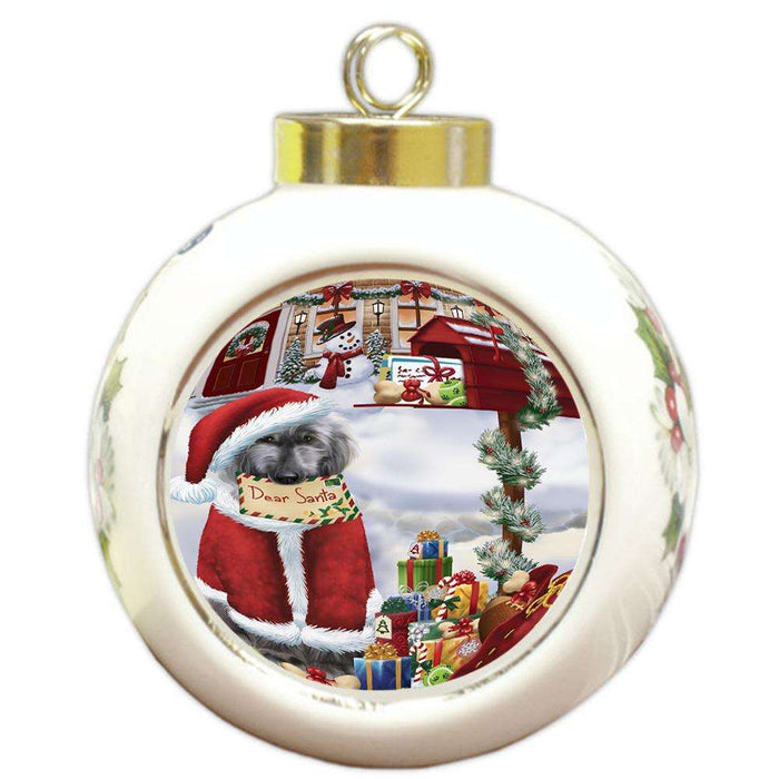 Afghan Hound Dog Dear Santa Letter Christmas Holiday Mailbox Round Ball Christmas Ornament RBPOR53511