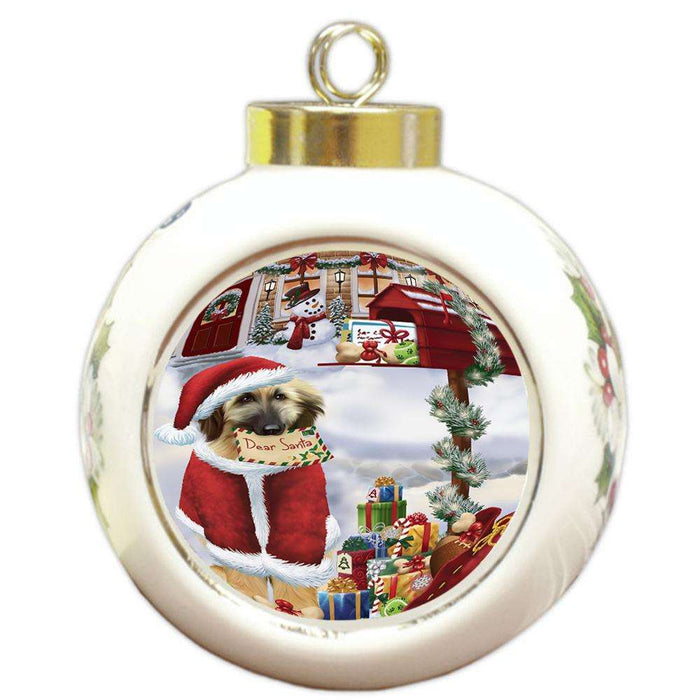 Afghan Hound Dog Dear Santa Letter Christmas Holiday Mailbox Round Ball Christmas Ornament RBPOR53512