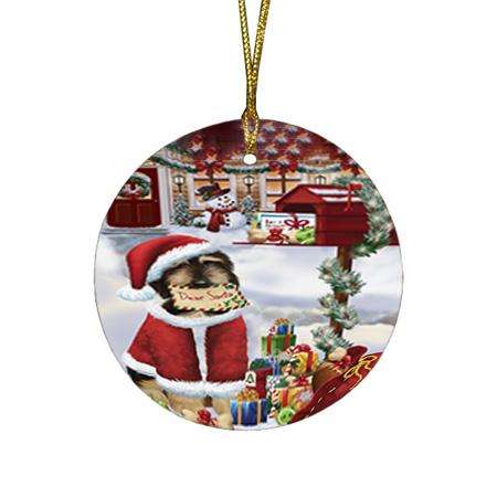 Afghan Hound Dog Dear Santa Letter Christmas Holiday Mailbox Round Flat Christmas Ornament RFPOR53501