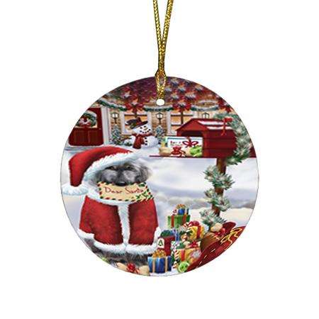 Afghan Hound Dog Dear Santa Letter Christmas Holiday Mailbox Round Flat Christmas Ornament RFPOR53502