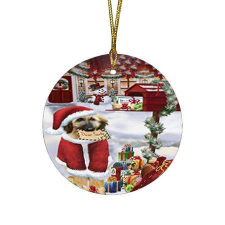 Afghan Hound Dog Dear Santa Letter Christmas Holiday Mailbox Round Flat Christmas Ornament RFPOR53503