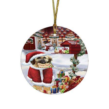 Afghan Hound Dog Dear Santa Letter Christmas Holiday Mailbox Round Flat Christmas Ornament RFPOR53504