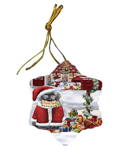 Afghan Hound Dog Dear Santa Letter Christmas Holiday Mailbox Star Porcelain Ornament SPOR53502