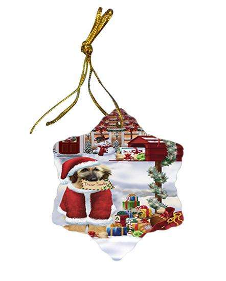 Afghan Hound Dog Dear Santa Letter Christmas Holiday Mailbox Star Porcelain Ornament SPOR53503