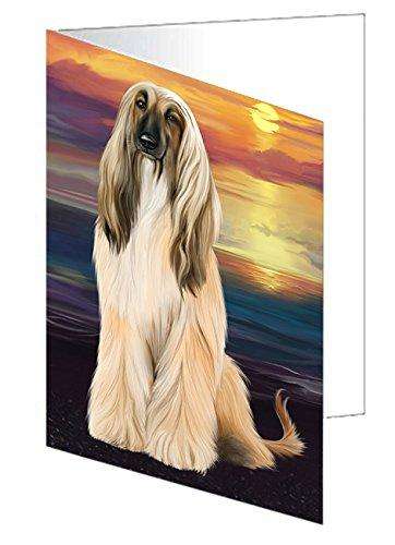 Afghan Hound Dog Handmade Artwork Assorted Pets Greeting Cards and Note Cards with Envelopes for All Occasions and Holiday Seasons GCD49547