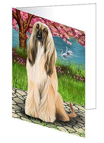Afghan Hound Dog Handmade Artwork Assorted Pets Greeting Cards and Note Cards with Envelopes for All Occasions and Holiday Seasons GCD49565