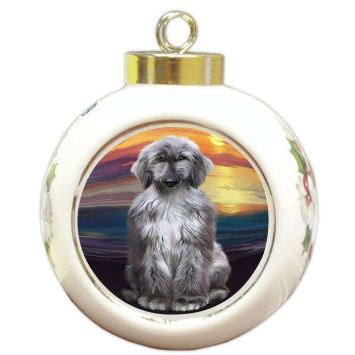 Afghan Hound Dog Round Ball Christmas Ornament RBPOR48458