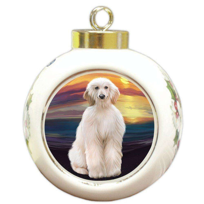 Afghan Hound Dog Round Ball Christmas Ornament RBPOR48459