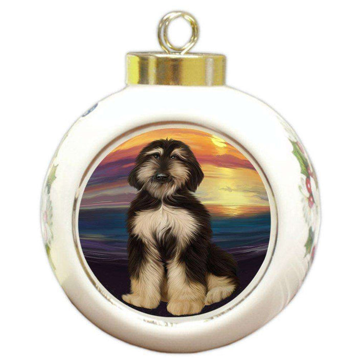 Afghan Hound Dog Round Ball Christmas Ornament RBPOR48460