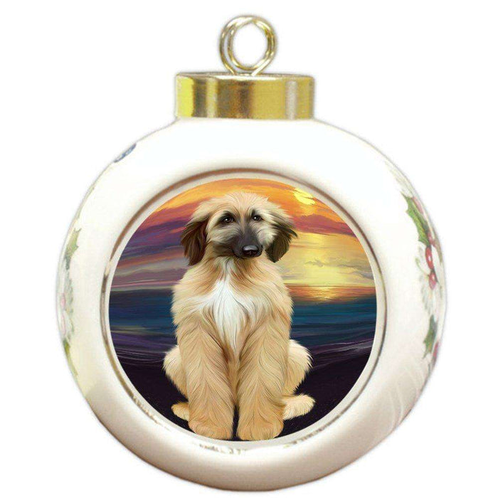 Afghan Hound Dog Round Ball Christmas Ornament RBPOR48461