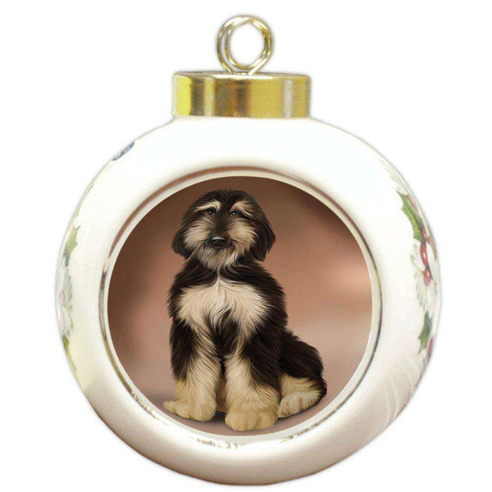 Afghan Hound Dog Round Ball Christmas Ornament RBPOR48462