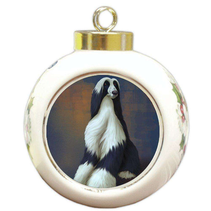 Afghan Hound Dog Round Ball Christmas Ornament