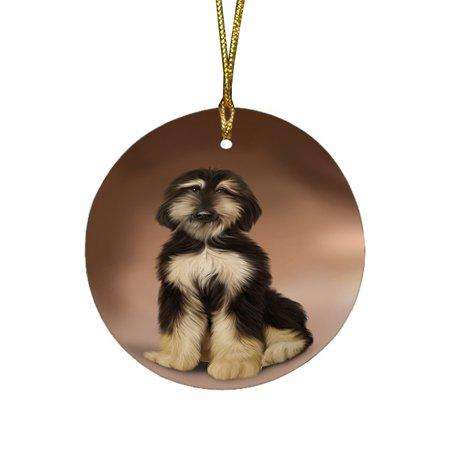 Afghan Hound Dog Round Christmas Ornament RFPOR48453