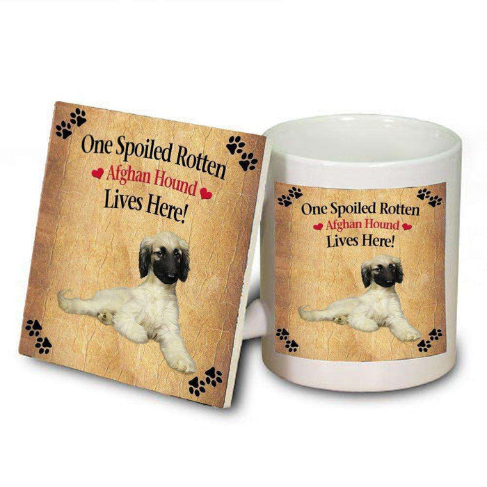 Afghan Hound Spoiled Rotten Dog Mug and Coaster Set