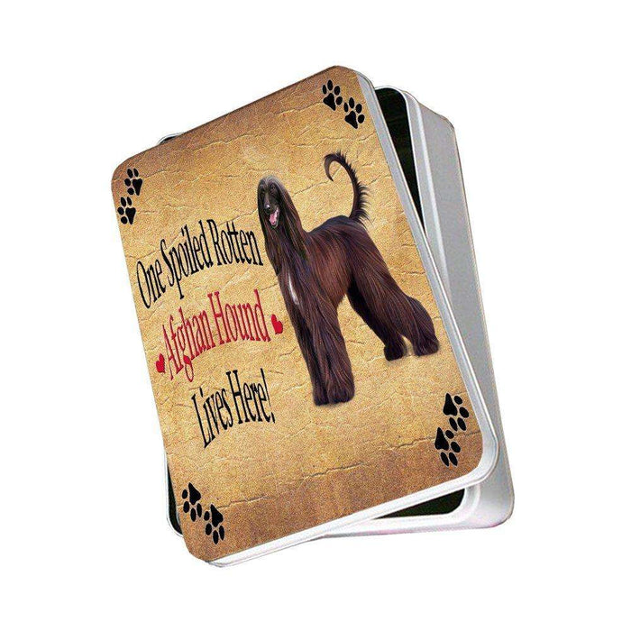 Afghan Hound Spoiled Rotten Dog Photo Storage Tin