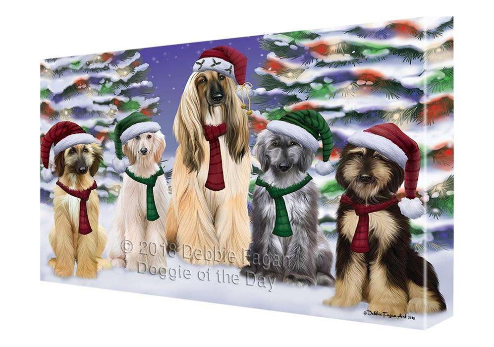 Afghan Hounds Dog Christmas Family Portrait in Holiday Scenic Background  Canvas Print Wall Art Décor CVS91115