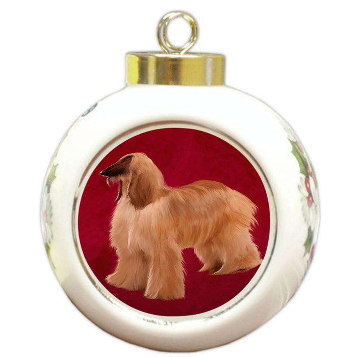 Afghan Hounds Dog Round Ball Christmas Ornament RBPOR54384