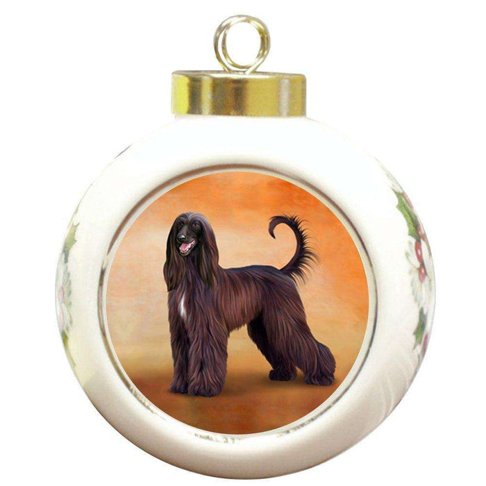 Afghan Hounds Dog Round Ceramic Christmas Ornament