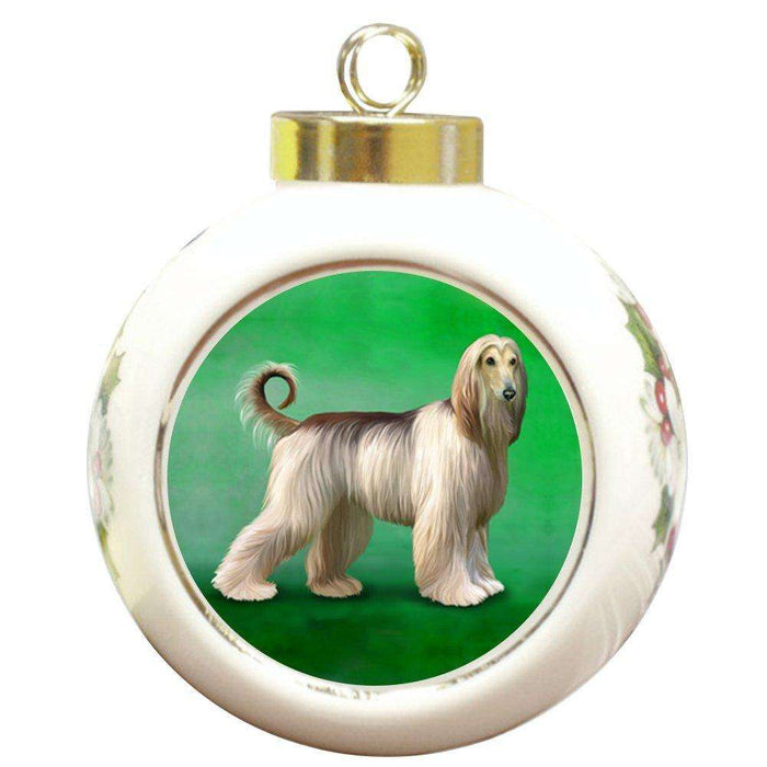Afghan Hounds Dog Round Ceramic Christmas Ornament