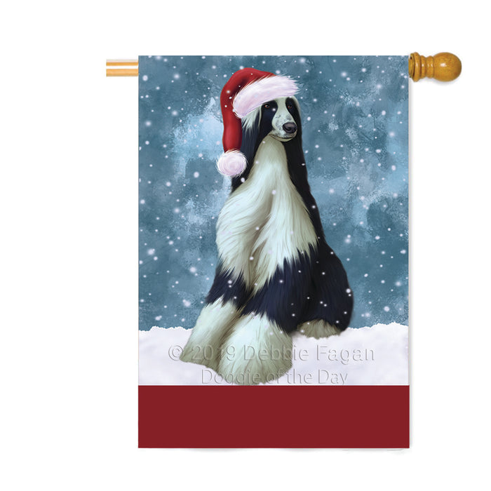 Personalized Let It Snow Happy Holidays Afghan Hound Dog Custom House Flag FLG-DOTD-A62265