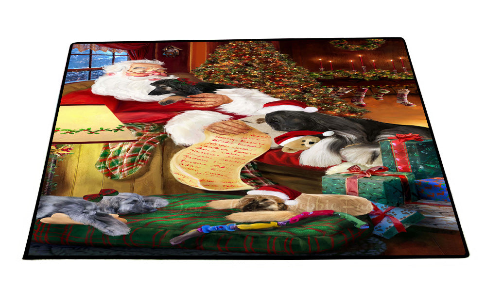Santa Sleeping with Afghan Hound Dogs Floor Mat- Anti-Slip Pet Door Mat Indoor Outdoor Front Rug Mats for Home Outside Entrance Pets Portrait Unique Rug Washable Premium Quality Mat