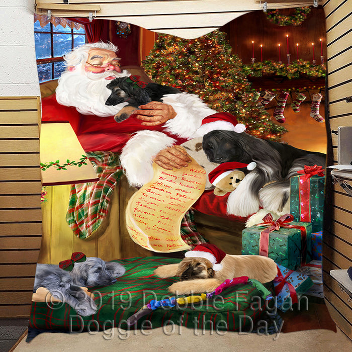 Santa Sleeping with Afghan Hound Dogs Quilt