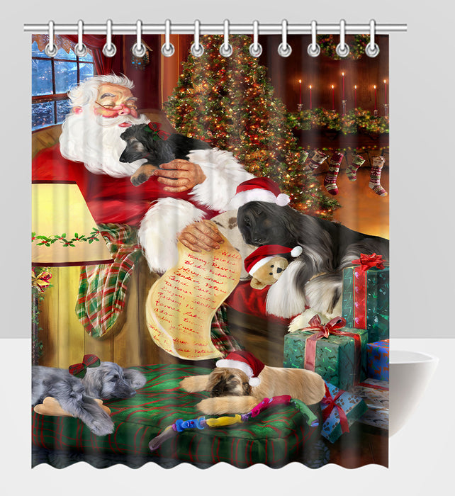 Santa Sleeping with Afghan Hound Dogs Shower Curtain
