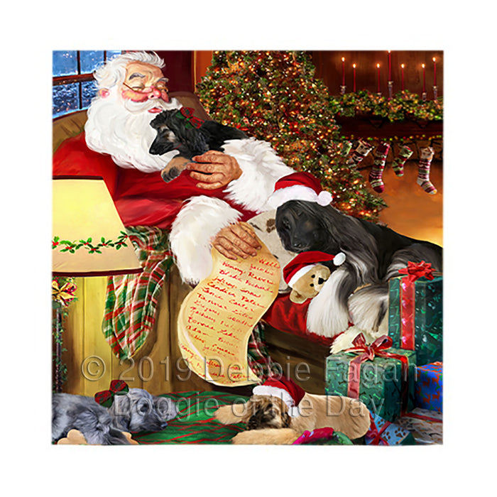 Santa Sleeping with Afghan Hound Dogs Square Towel 