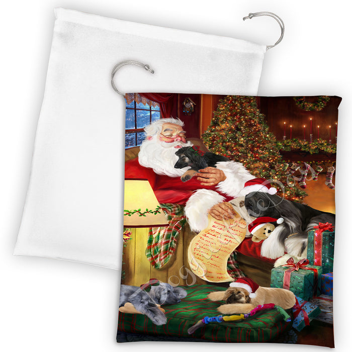 Santa Sleeping with Afghan Hound Dogs Drawstring Laundry or Gift Bag LGB48760