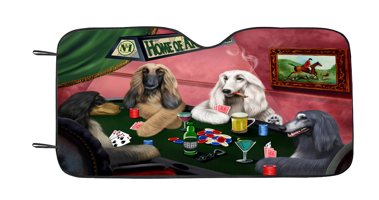 Home of  Afghan Hound Dogs Playing Poker Car Sun Shade