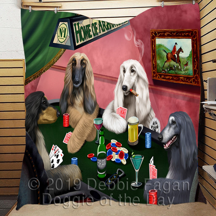 Home of  Afghan Hound Dogs Playing Poker Quilt