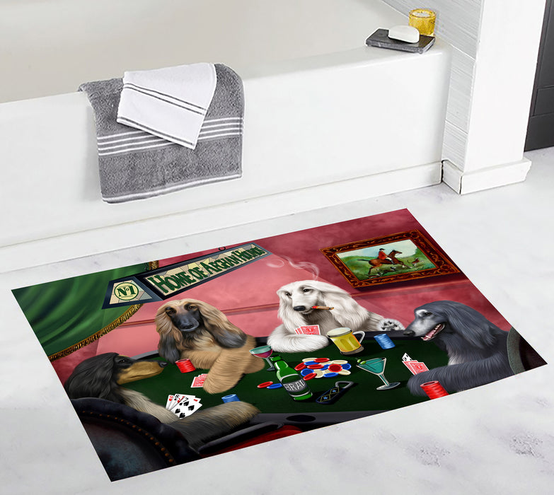 Home of  Afghan Hound Dogs Playing Poker Bath Mat